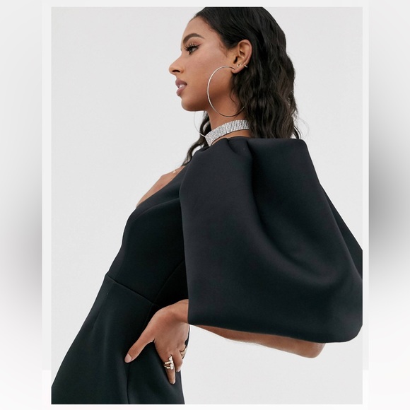 Asos design one shoulder puff sleeve mini skater dress - Picture 3 of 4